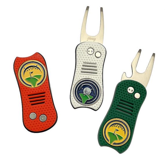 abs plastic foldable divot tool with magnetic metal ball marker